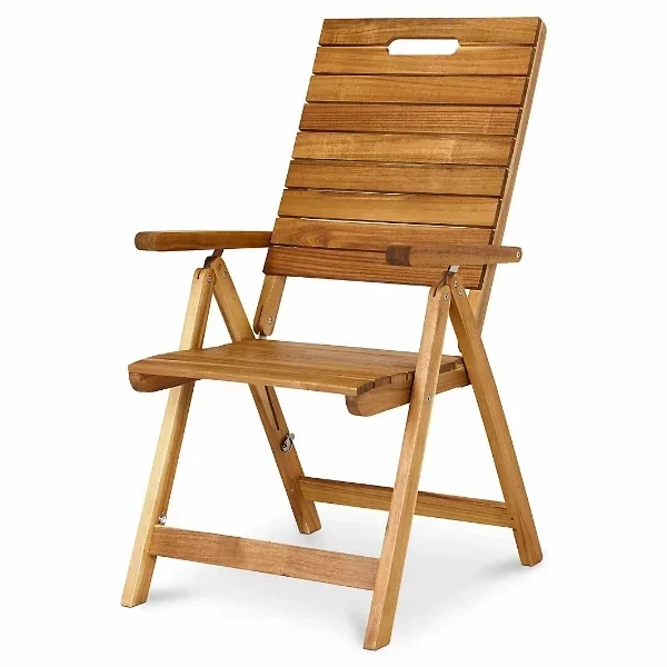 GoodHome Denia Brown Wooden Foldable Recliner Chair - 80% Price Drop!