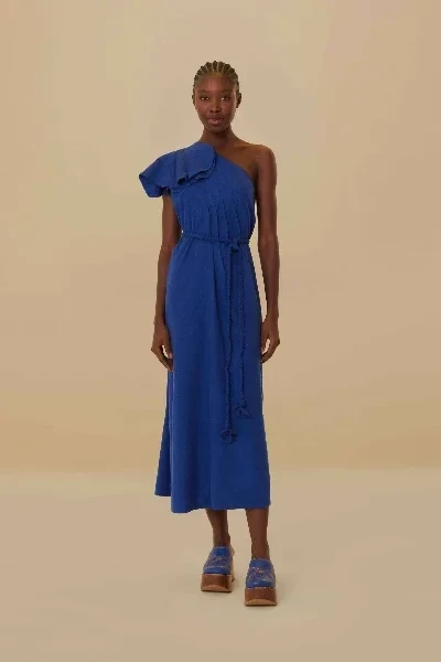 navy blue one shoulder leaf lenzing™ ecovero™ euroflax™ maxi dress