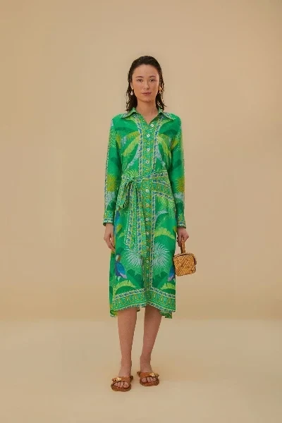 green macaw scarf lenzing™ ecovero™ viscose chemise dress