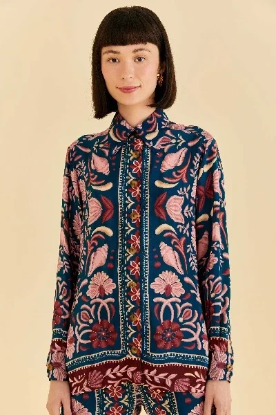 Teal Seashell Tapestry Shirt - Save $10500 Today!