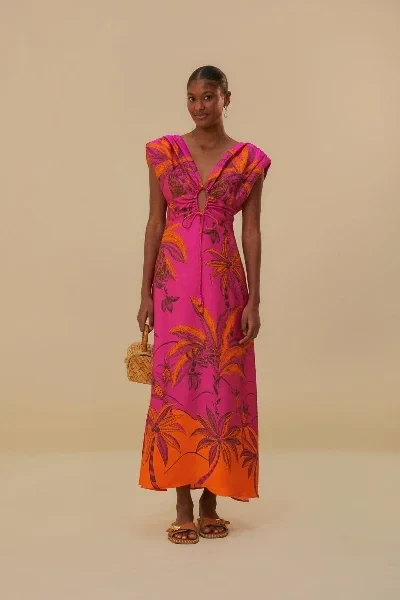 Pink Beach Forest Lenzing™ Ecovero™ Viscose Maxi Dress - Save $17100 Today!