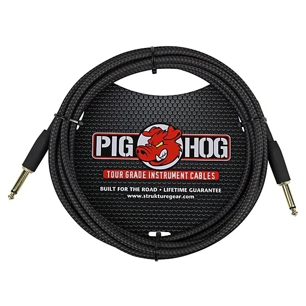 Pig Hog Instrument Cable Black Woven 1/4" to 1/4"