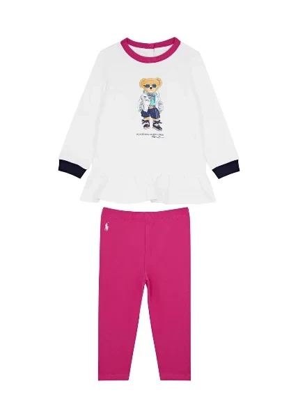 KIDS Bear-print jersey dress and leggings set (6-24 months)