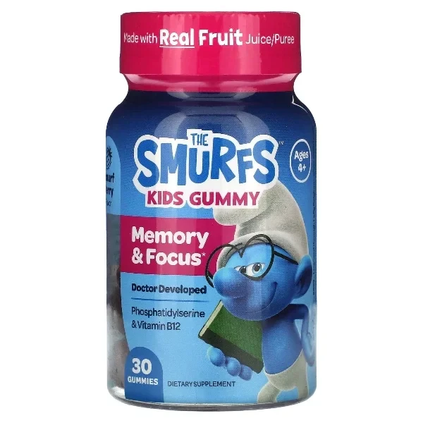 The Smurfs, Kids Gummy, Memory & Focus, Ages 4+, Smurf Berry, 30 Gummies - 20% Discount Now!