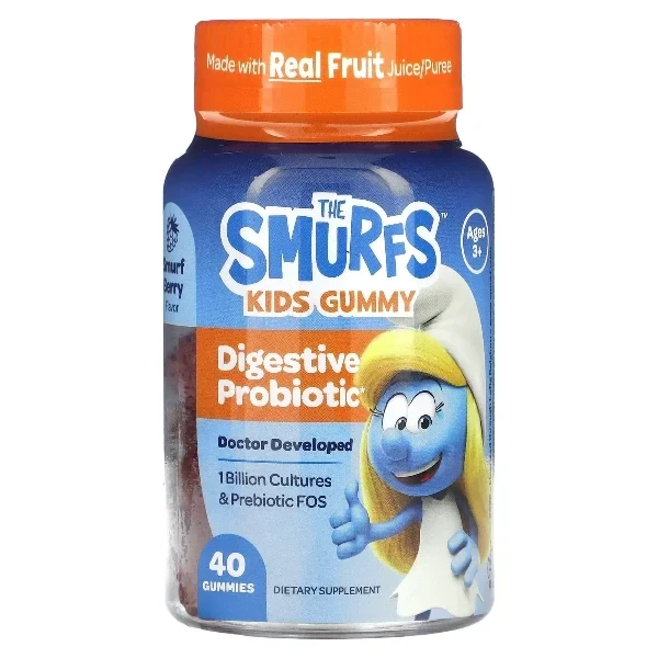 The Smurfs, Kids Gummy, Digestive Probiotic, Ages 3+, Smurf Berry, 40 Gummies - Save $200 Now!