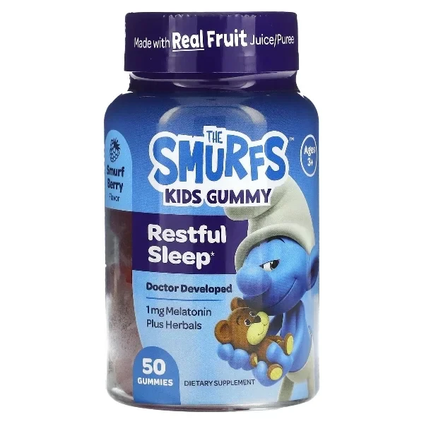 The Smurfs, Kids Gummy, Restful Sleep, Ages 3+, Smurf Berry, 50 Gummies - 20% Off Limited Time!