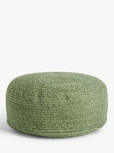 Faux Jute Outdoor Low Pouffe, Green - Now 20% Off!
