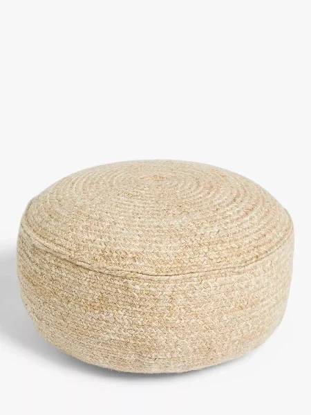 Jute Effect Outdoor Low Pouffe, Natural - Save 20% Today!