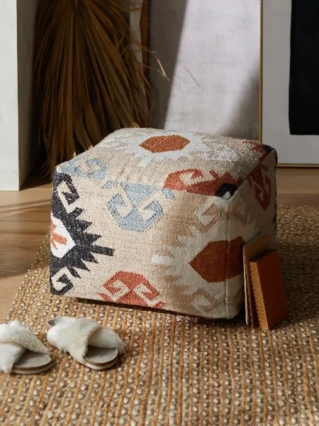 Bolton Aztec Square Outdoor Pouffe, Natural - 20% Price Drop!