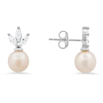Kylie Harper Sterling Silver Dangling CZ & Pearl Stud Earrings - 79% Off Today!