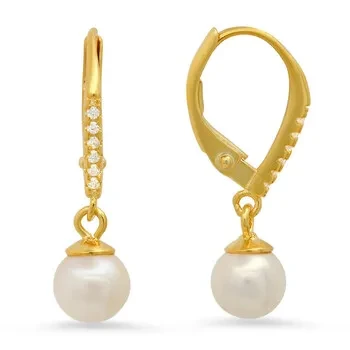Kylie Harper 14k Gold Over Silver Genuine Pearl Dangling Leverback Earrings - Save $21400 Now!