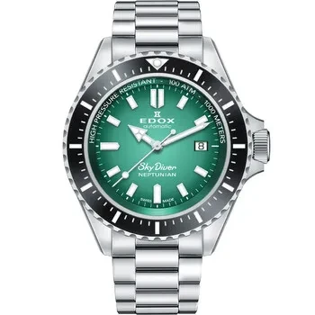 Edox SkyDiver Neptunian Automatic Green Dial Watch 80120 3NM VDN - 40% Off Today!