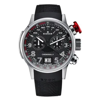 Edox Chronorally  Chronograph Quartz Black Dial Men's Watch 38001 TIN NRO3 - 40% Off Limited Time!