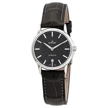 Edox Les Bemonts Black Dial Black Leather Ladies Watch 57001 3 GIN - 60% Off Today!