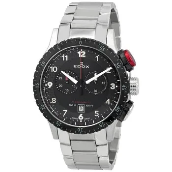 Edox Chronorally 1 Chronograph Quartz Black Dial Men's Watch 10114 3NRM NR - Now 75% Off!