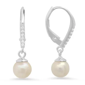 Kylie Harper Sterling Silver Genuine Pearl Dangling Leverback Earrings - Save 81% Today!
