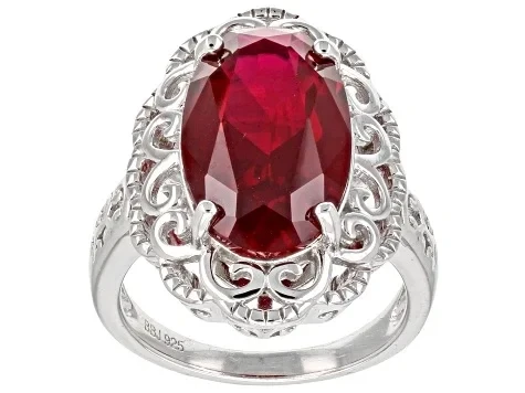 Lab Created Ruby Rhodium Over Sterling Silver Solitaire Ring 8.85ct - 28% Off Today!