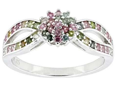 Multi-Color Tourmaline Rhodium Over Sterling Silver Ring 0.40ctw - Save $6200 Today!