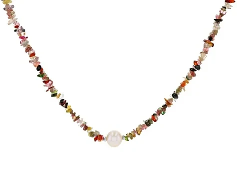 Multi-Tourmaline Rhodium Over Sterling Silver Necklace - 71% Price Drop!