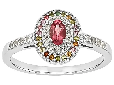 Pink Tourmaline Rhodium Over Sterling Silver Ring 0.49ctw - 69% Price Drop!