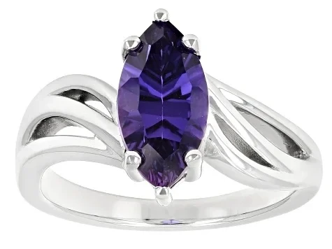 Lab Created Sapphire Rhodium Over Sterling Silver Solitaire Ring 2.18ct - Now 66% Off!