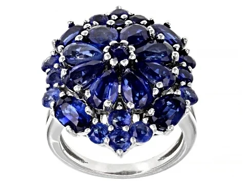 Blue Kyanite Rhodium Over Sterling Silver Ring 7.55ctw - Now 50% Off!
