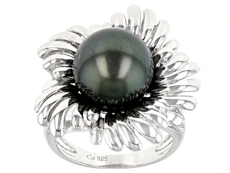 Multi-Color Cultured Tahitian Pearl Rhodium Over Sterling Silver Ring - Save 50% Today!