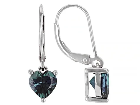 Blue Lab Created Alexandrite Rhodium Over Sterling Silver Dangle Earrings 2.72ctw - 70% Price Drop!