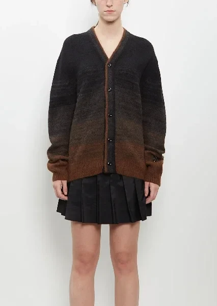 Alpaca Merino Wool Knit Cardigan — Chocolate Ombre - Save 20% Today!