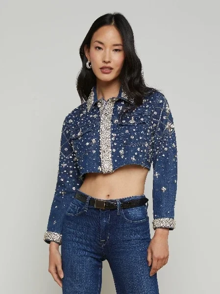 Genevie Embellished Cropped Denim Jacket - 30% Off Limited Time!