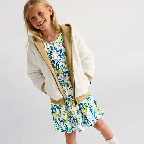 Girls Short Sleeve Gathered Waist Jersey Dress - 22% Discount Now!