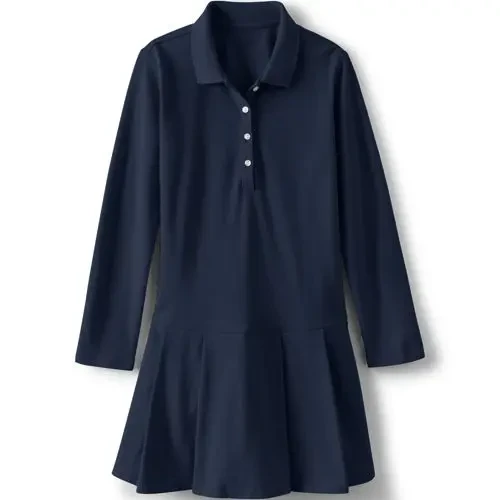 Girls Long Sleeve Mesh Pleated Polo Dress - 21% Off Limited Time!
