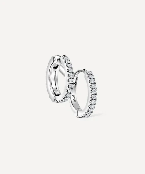 14ct 8mm Diamond Double Linked Eternity Hoop Earring Right