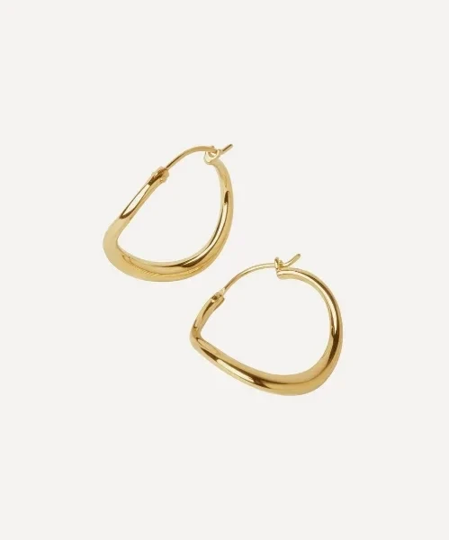 Gold Plated Vermeil Silver Wave Small Hoop Earrings - Save $6100 Now!