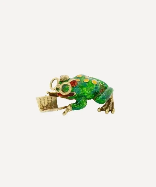 14ct Gold Vintage Enamel Frog Brooch