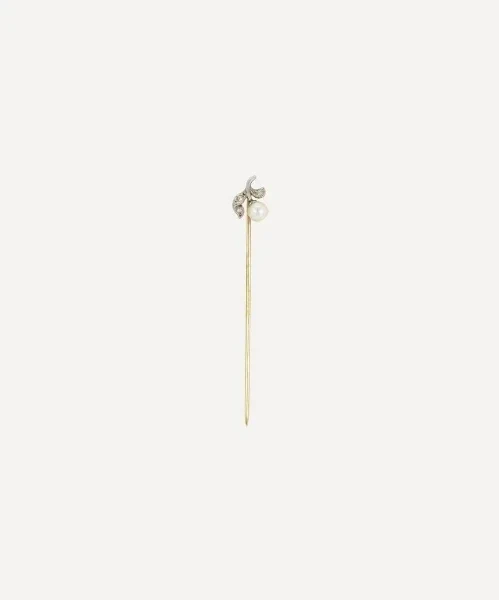 9ct Gold Edwardian Pearl and Diamond Berry Pin