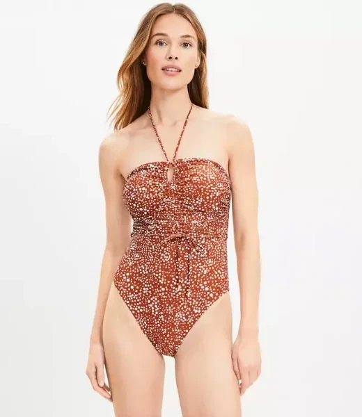 LOFT Beach Dotted Halter One Piece Swimsuit - 64% Discount Now!