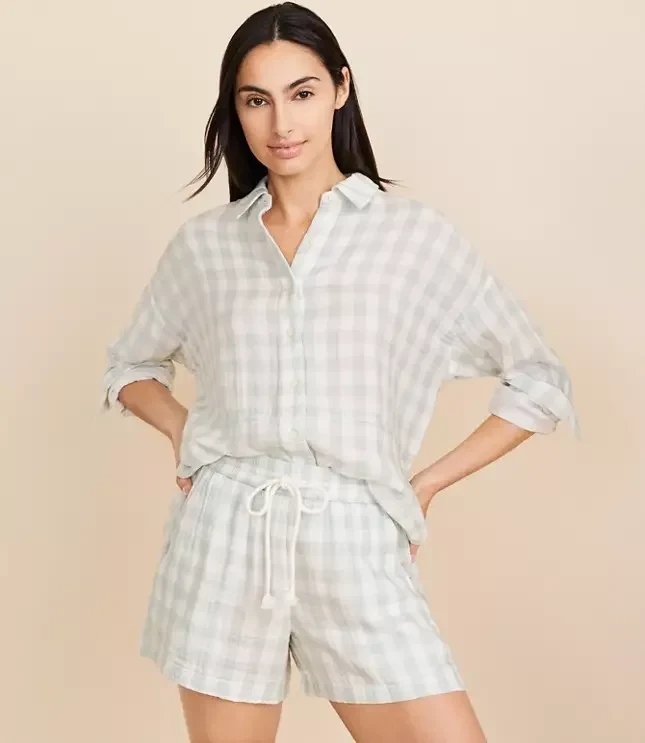Lou & Grey Gingham Triple Cloth Shorts - Save $2602 Today!