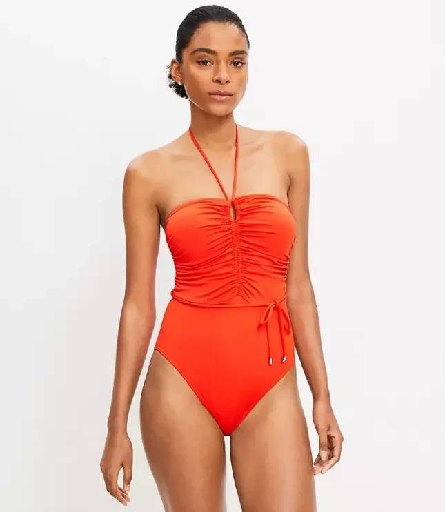 LOFT Beach Ruched Halter One Piece Swimsuit - 83% Off Limited Time!