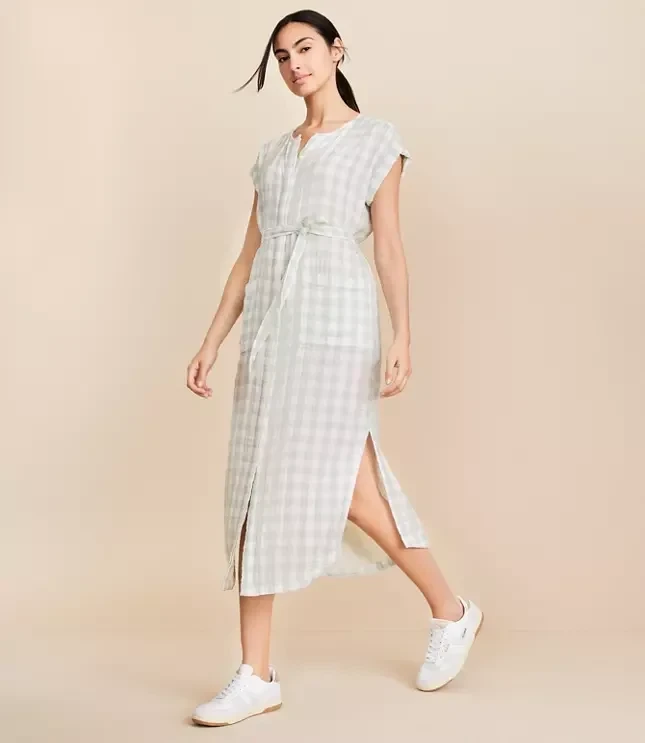 Lou & Grey Gingham Triple Cloth Maxi Dress - Save $5002 Now!