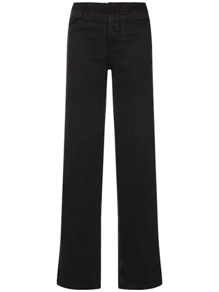 Deconstructed high rise denim wide jeans