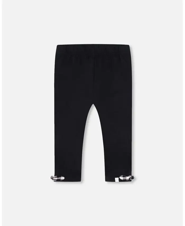 Girl Organic Cotton Capri Legging With Knots Black - Toddler Child