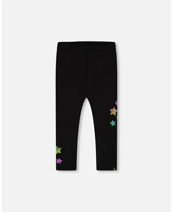 Little Girls Leggings Black Printed Stars - Toddler|Child