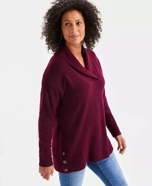 Women's Shawl Collar Button-Hem Sweater, Created for Macy's - Save $1488 Now!