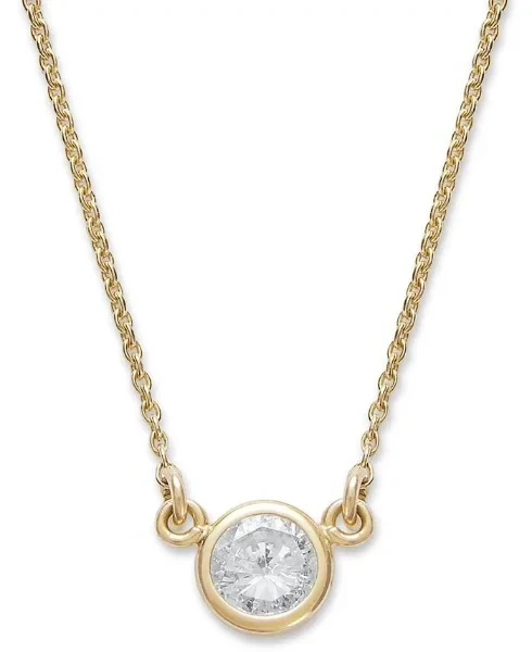 Bezel-Set Diamond Pendant Necklace (1/5 ct. t.w.) in 14K Gold or White Gold