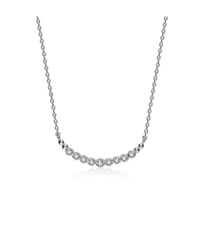 Sterling Silver Cubic Zirconia Bezel-Set Necklace