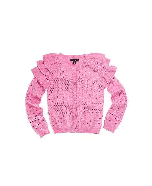 Big Girls Carter Peony Fine Yarn Eyelet Cardigan