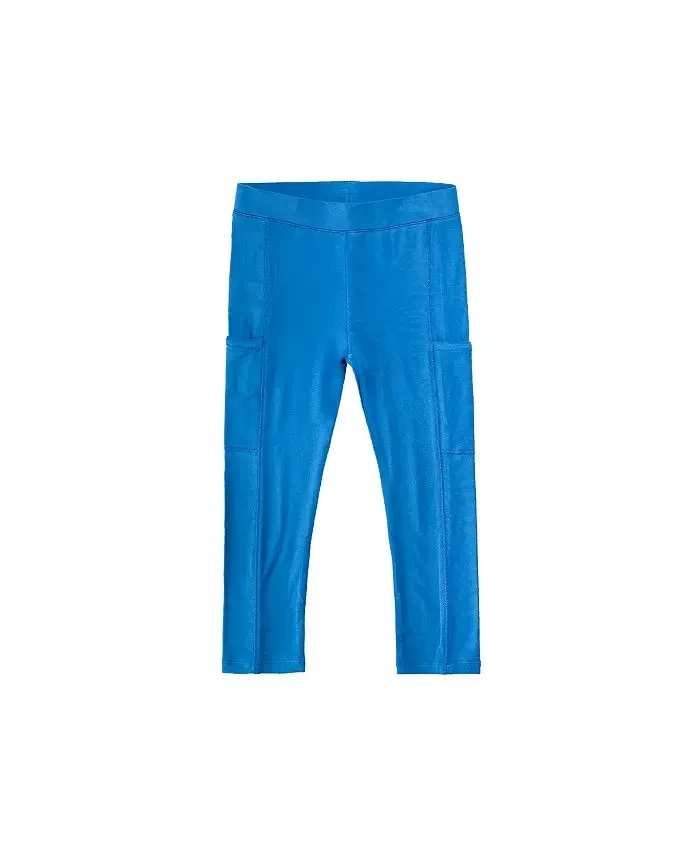 Toddler, Child Girl Evelyn Azure Solid Jersey Leggings with Pockets
