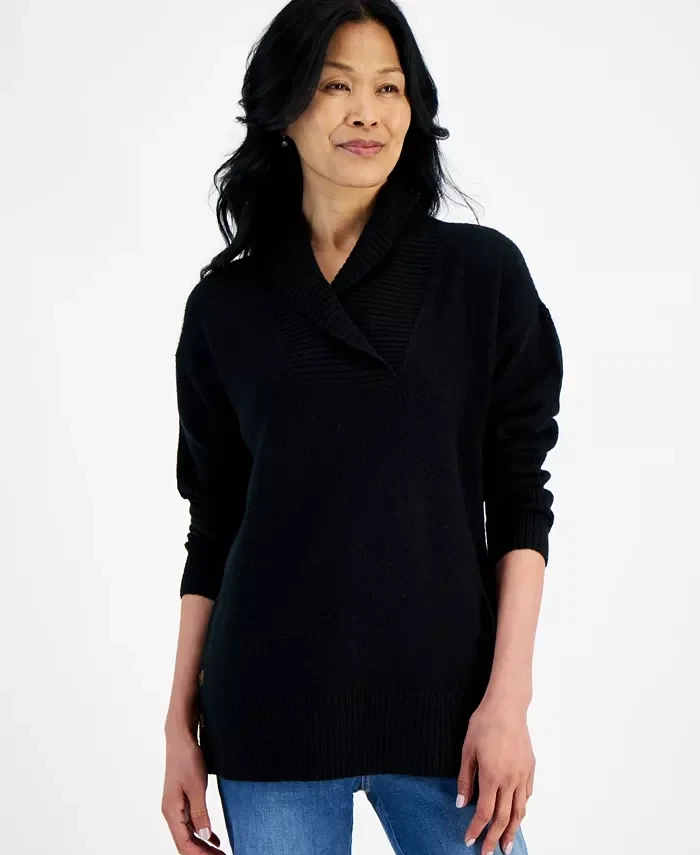 Women's Shawl Collar Button-Hem Sweater, Created for Macy's - Now 25% Off!