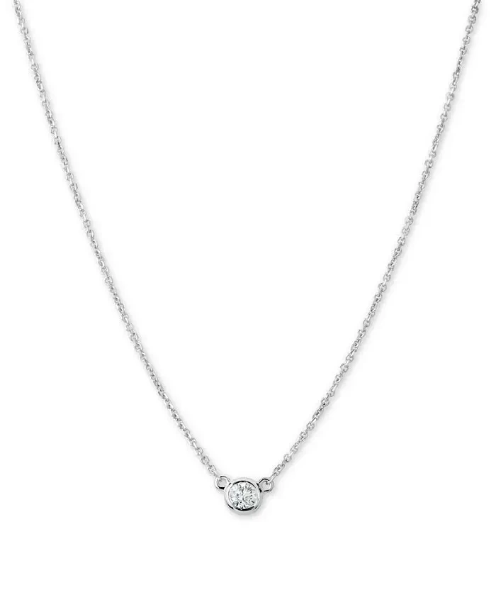 Diamond Bezel-Set Adjustable Pendant Necklace (1/6 ct. t.w.) in 14k White Gold
